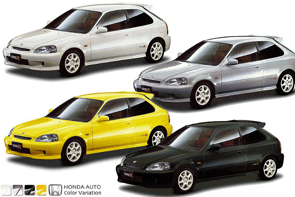 Civic Type-R in 4 verschiedenen Farben
